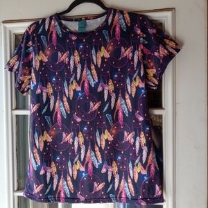 Colorful Dreamcatcher Women's Short Sleeve Top Size Small